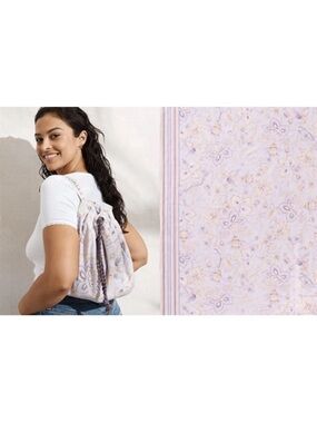 New VS Lilac Floral Drawstring Backpack Beach Blanket